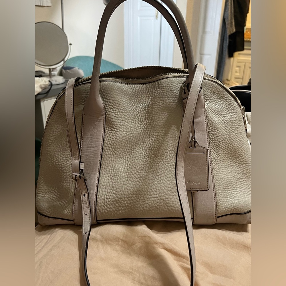 Coach Preston Bleeker Satchel Pebbled leather gray bag # 30144 - Picture 4 of 9